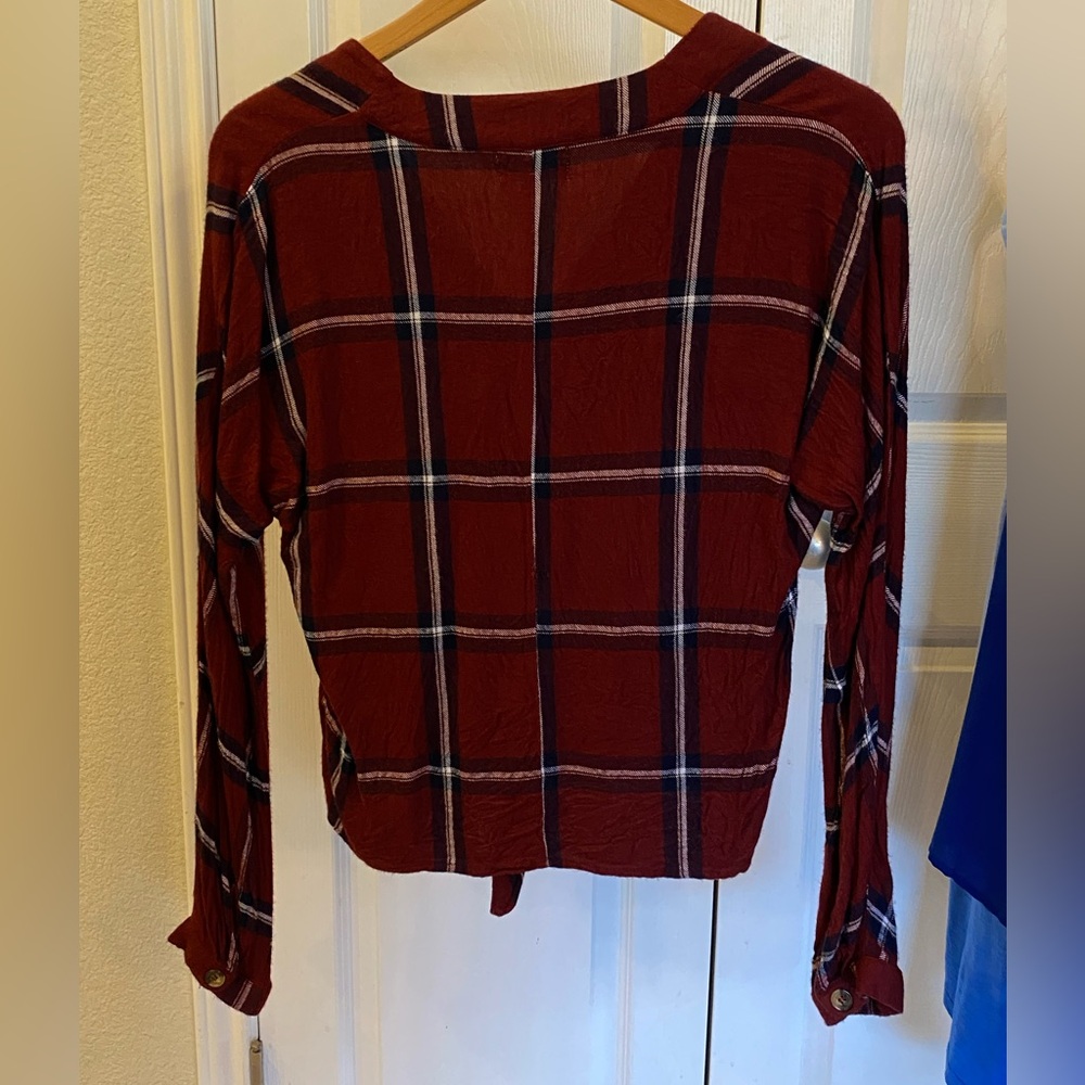 Flannel Tie Front Top - Picture 5 of 9